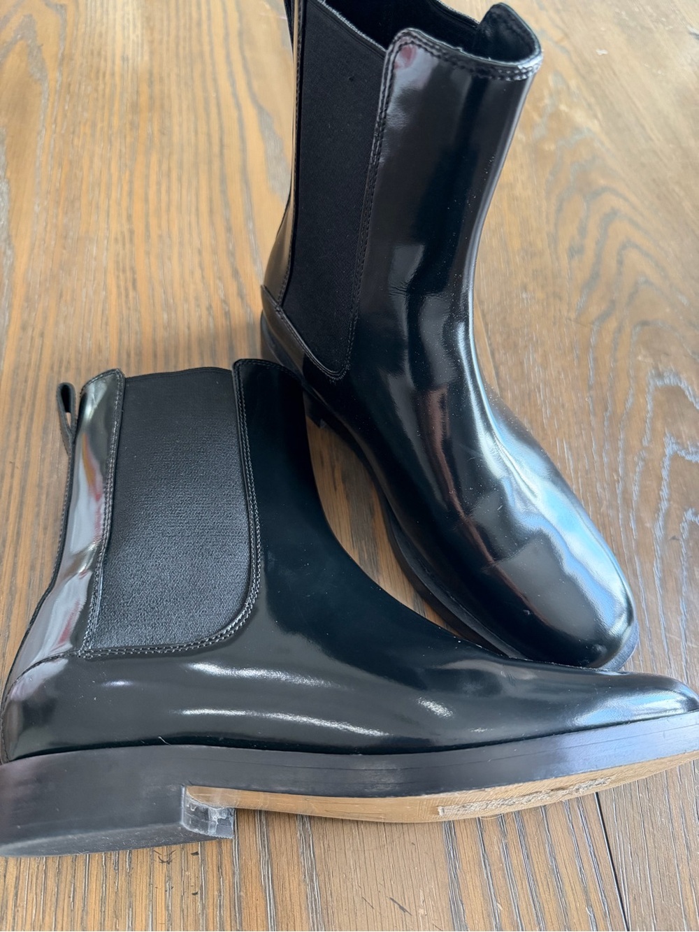 Everlane Black Patent Chelsea Boots